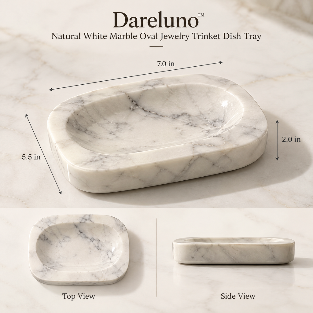 Dareluno™ Sculptural Ceramic Jewelry Tray – Decorative Trinket & Ring Organizer
