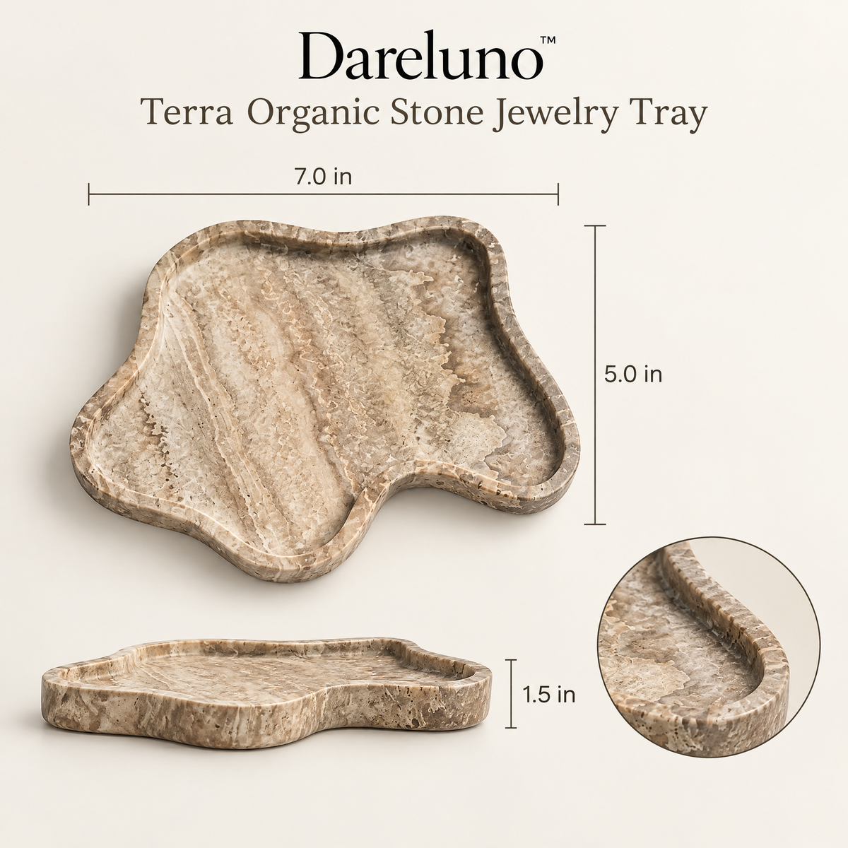 Dareluno™ Organic Wave Jewelry Tray – Sculptural Resin Ring & Trinket Organizer