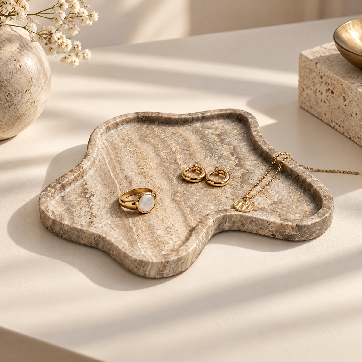 Dareluno™ Organic Wave Jewelry Tray – Sculptural Resin Ring & Trinket Organizer