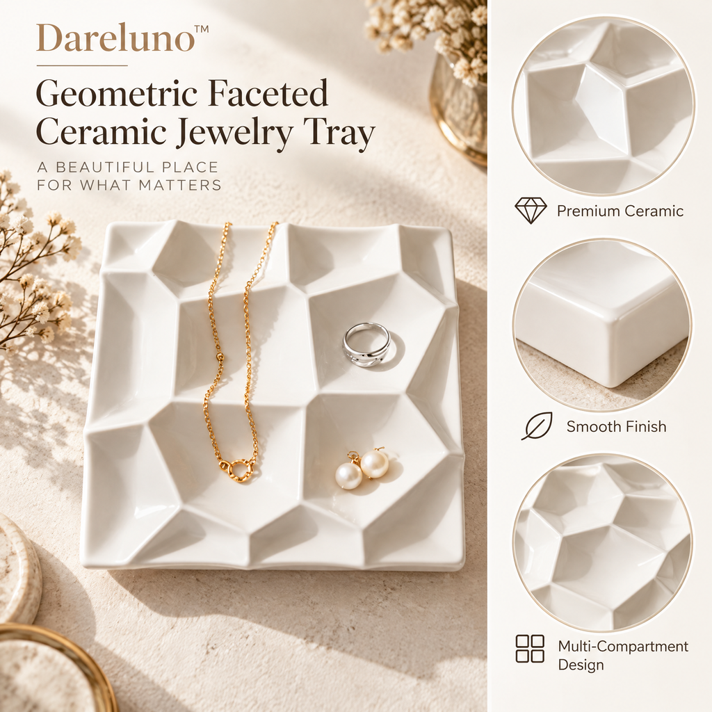 Dareluno™ Sculptural Heart Jewelry Tray – Decorative Ring & Trinket Organizer