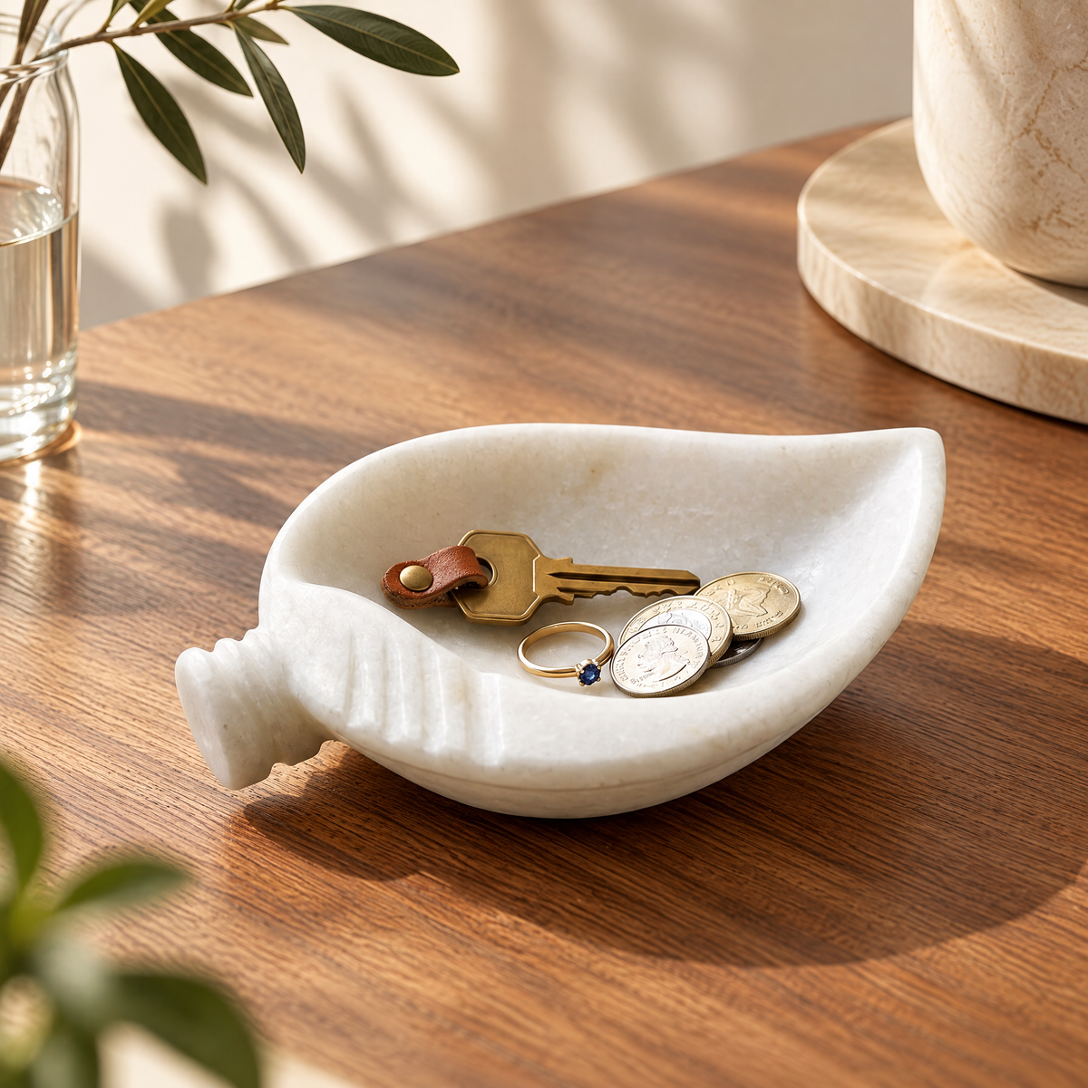 Dareluno™ Sculptural Leaf Jewelry Tray – Decorative Ring & Trinket Organizer