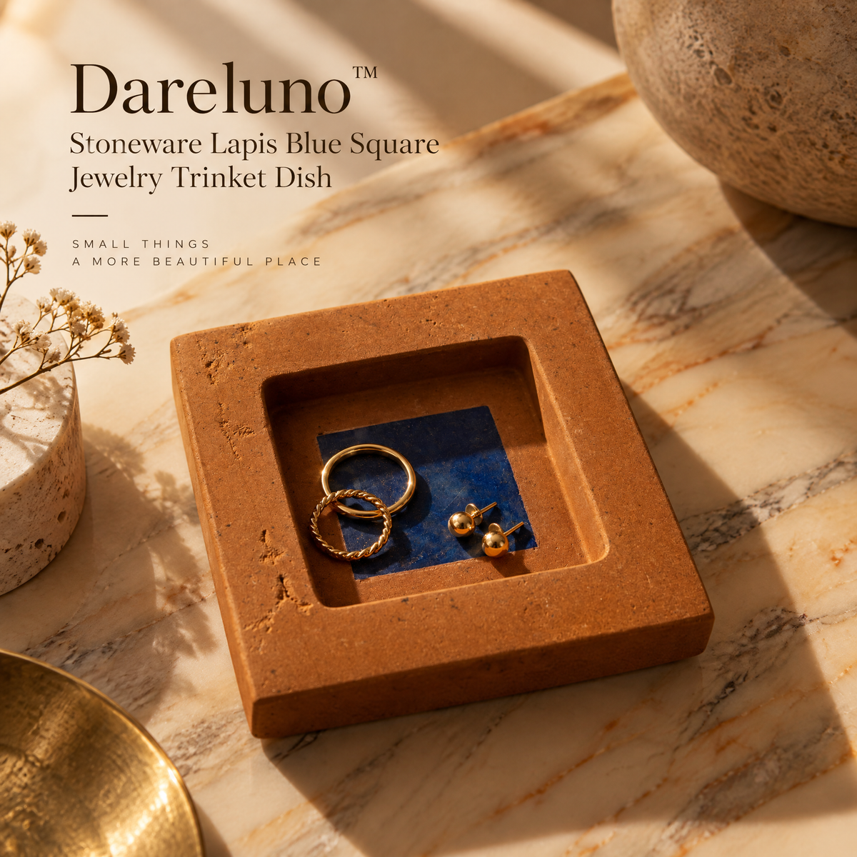 Dareluno™ Sculptural Ceramic Jewelry Tray – Artistic Ring & Trinket Organizer