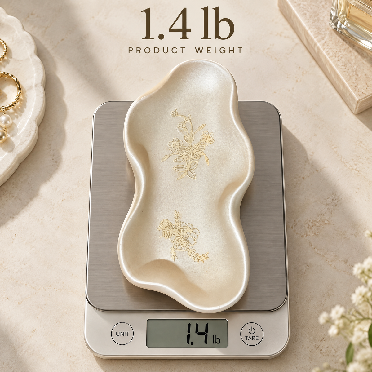 Dareluno™ Sculptural Petal Jewelry Tray – Decorative Ring & Trinket Organizer