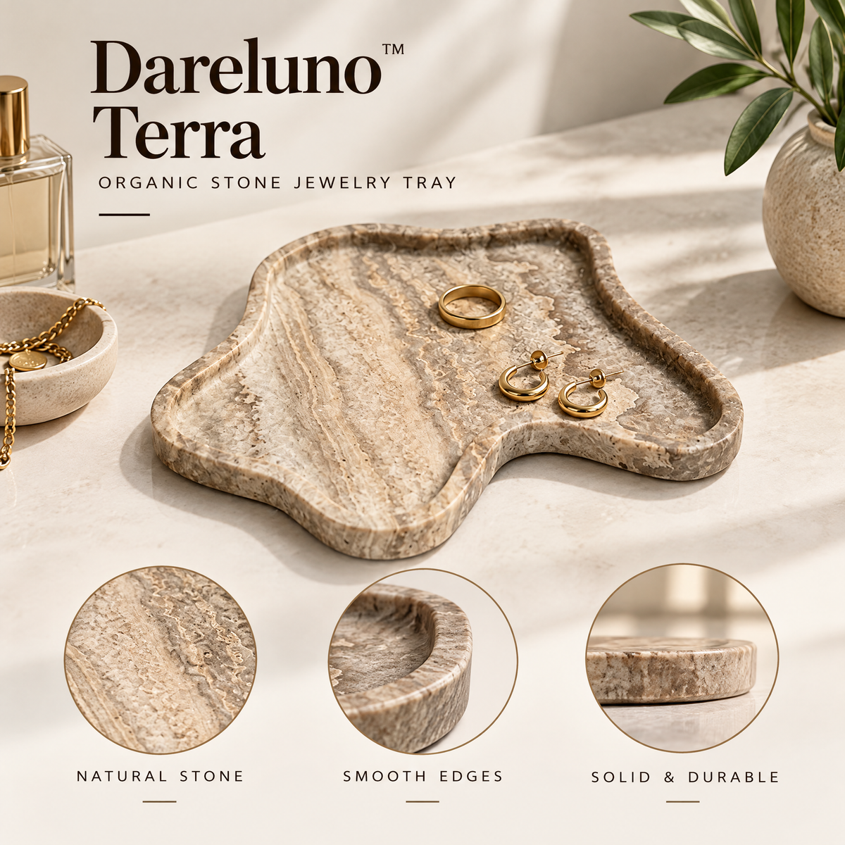 Dareluno™ Organic Wave Jewelry Tray – Sculptural Resin Ring & Trinket Organizer