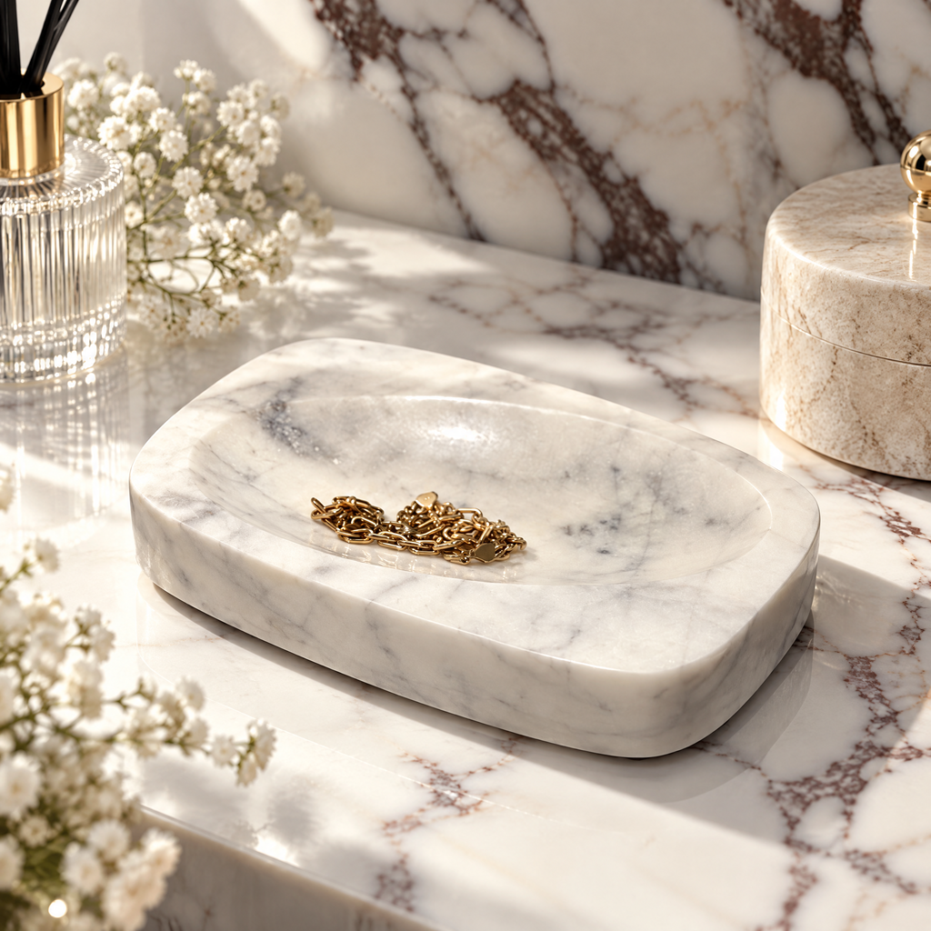 Dareluno™ Sculptural Ceramic Jewelry Tray – Decorative Trinket & Ring Organizer
