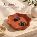 Dareluno™ Terracotta Wavy Textured Trinket Jewelry Tray – Sculptural Catchall Organizer