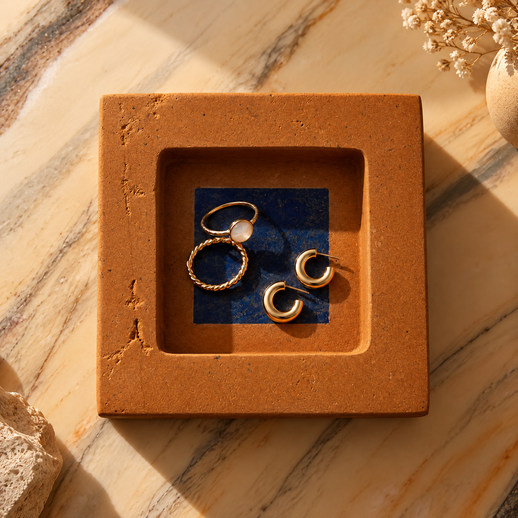 Dareluno™ Sculptural Ceramic Jewelry Tray – Artistic Ring & Trinket Organizer
