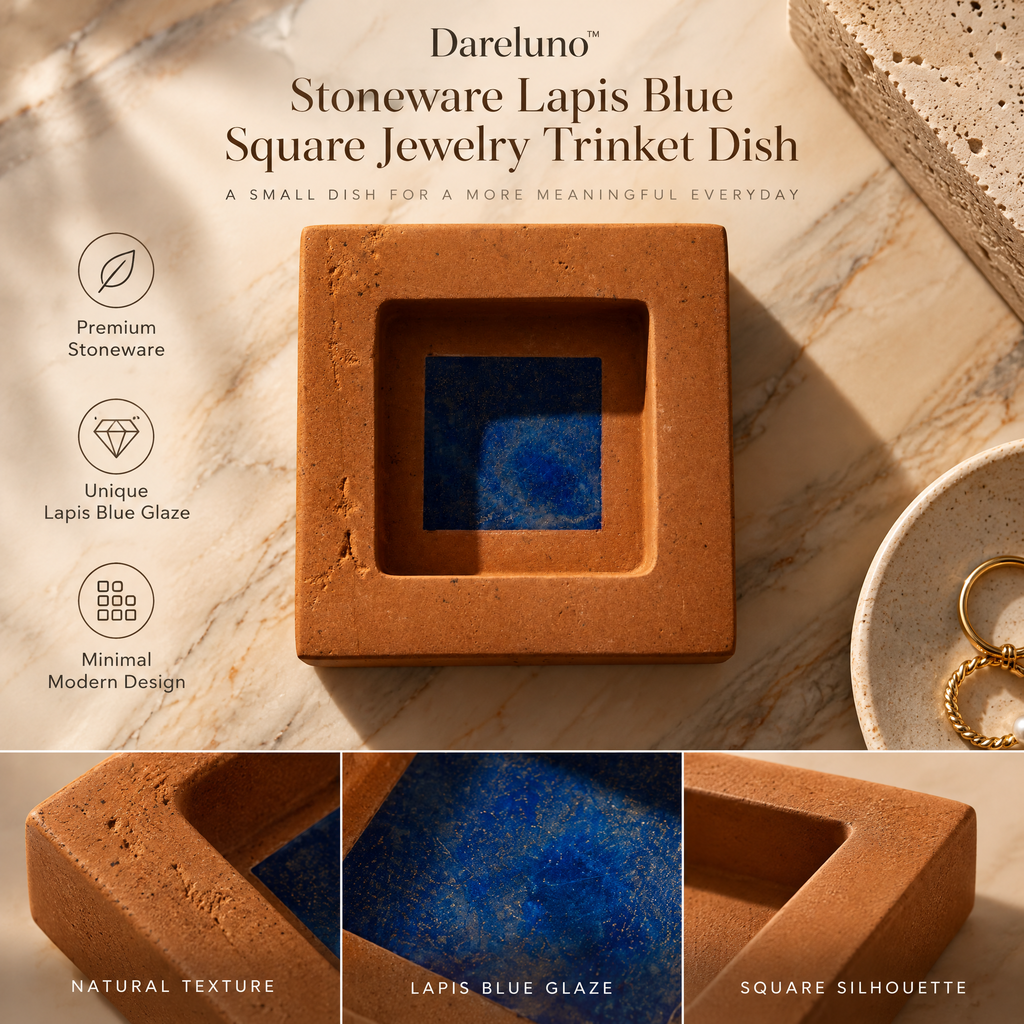 Dareluno™ Sculptural Ceramic Jewelry Tray – Artistic Ring & Trinket Organizer