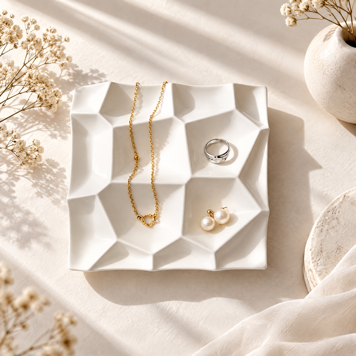 Dareluno™ Sculptural Heart Jewelry Tray – Decorative Ring & Trinket Organizer