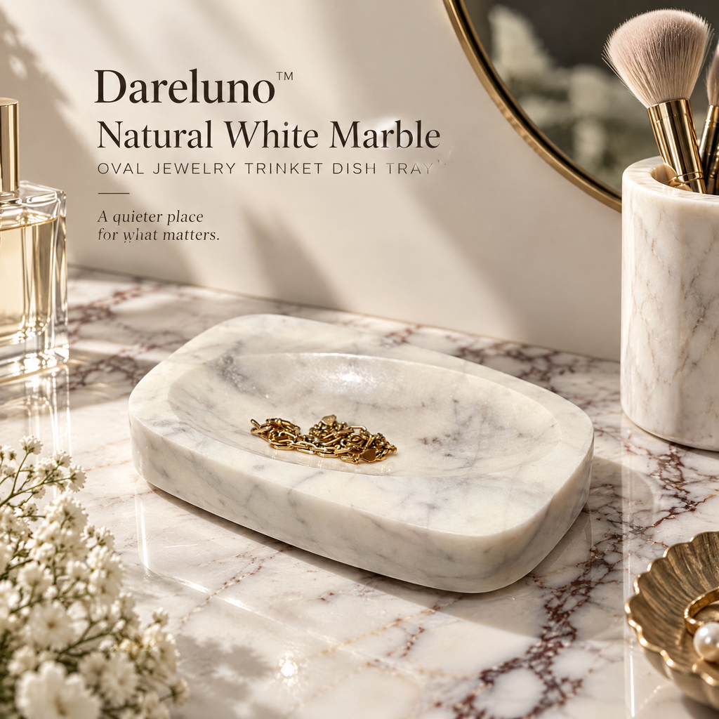 Dareluno™ Sculptural Ceramic Jewelry Tray – Decorative Trinket & Ring Organizer