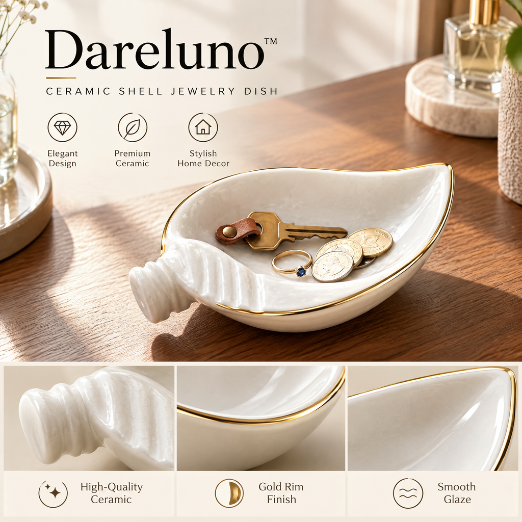 Dareluno™ Sculptural Leaf Jewelry Tray – Decorative Ring & Trinket Organizer