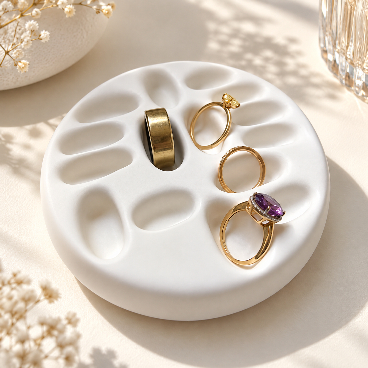 Dareluno™ Sculptural Bow Jewelry Tray – Decorative Ring & Trinket Organizer