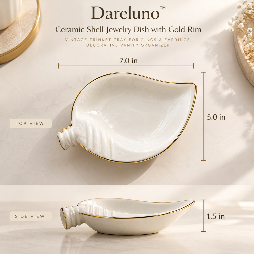 Dareluno™ Sculptural Leaf Jewelry Tray – Decorative Ring & Trinket Organizer