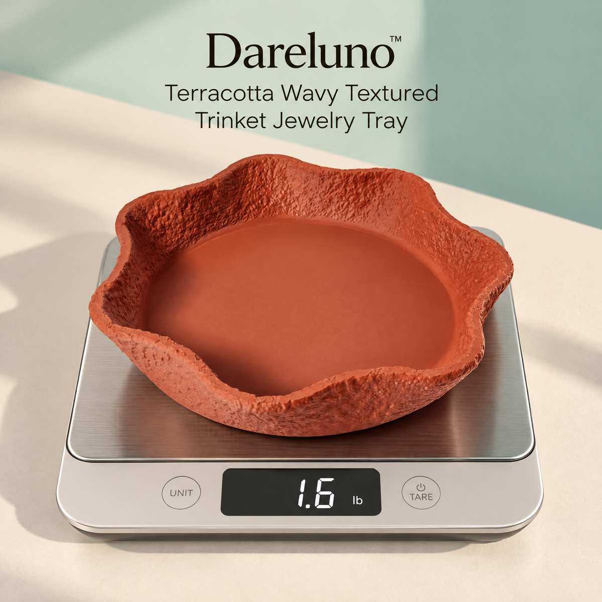 Dareluno™ Terracotta Wavy Textured Trinket Jewelry Tray – Sculptural Catchall Organizer