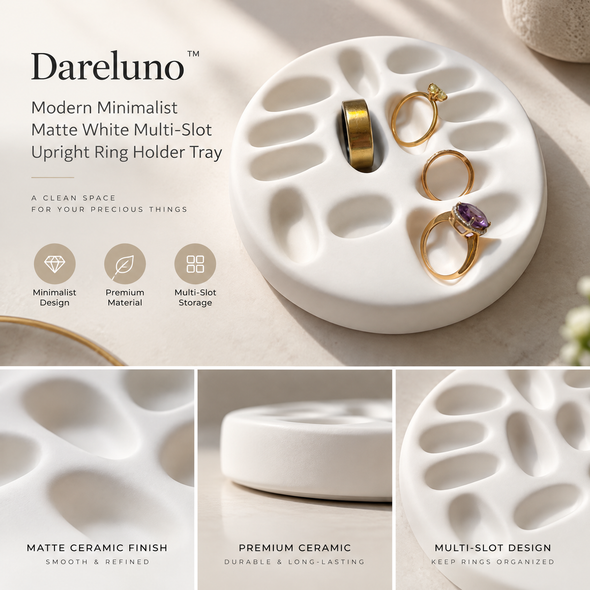Dareluno™ Sculptural Bow Jewelry Tray – Decorative Ring & Trinket Organizer